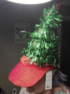 Christmas Tinsel Tree Visor Hat - Funny Gag Gift, Holiday Costume Prop, Joke