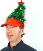 Christmas Tinsel Tree Visor Hat - Funny Gag Gift, Holiday Costume Prop, Joke
