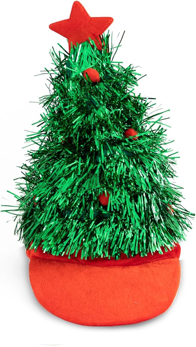 Christmas Tinsel Tree Visor Hat - Funny Gag Gift, Holiday Costume Prop, Joke