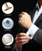 Vittorio Vico Men's Large  Square Studded Colored Crystal Cufflinks: CL76XX Series