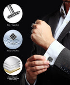 Vittorio Vico Men's Large  Square Studded Colored Crystal Cufflinks: CL76XX Series