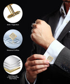 Vittorio Vico Men's Large  Square Studded Colored Crystal Cufflinks: CL76XX Series