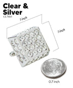 Vittorio Vico Men's Large  Square Studded Colored Crystal Cufflinks: CL76XX Series