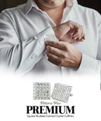 Vittorio Vico Men's Large  Square Studded Colored Crystal Cufflinks: CL76XX Series
