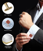 Vittorio Vico Men's Large  Square Studded Colored Crystal Cufflinks: CL76XX Series