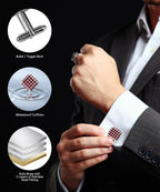 Vittorio Vico Men's Large  Square Studded Colored Crystal Cufflinks: CL76XX Series