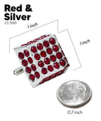 Vittorio Vico Men's Large  Square Studded Colored Crystal Cufflinks: CL76XX Series