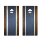 Classic Stripes Dark Wood Blue Silver Series Cornhole Boards