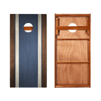 Classic Stripes Dark Wood Blue Silver Series Cornhole Boards