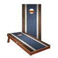 Classic Stripes Dark Wood Blue Silver Series Cornhole Boards
