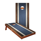 Classic Stripes Dark Wood Blue Silver Series Cornhole Boards