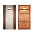 Classic Stripes Dark Wood Ivory and Gold Silver Series Cornhole Boards