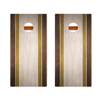 Classic Stripes Dark Wood Ivory and Gold Silver Series Cornhole Boards