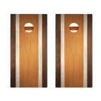 Classic Stripes Dark Wood Orange Silver Series Cornhole Boards