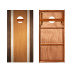Classic Stripes Dark Wood Orange Silver Series Cornhole Boards