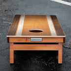 Classic Stripes Dark Wood Orange Silver Series Cornhole Boards