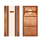 Classic Stripes Mahogany Brown and Orange Silver Series Cornhole Boards