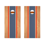 Classic Stripes Natural Wood Blue and Red Silver Series Cornhole Boards