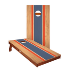 Classic Stripes Natural Wood Blue and Red Silver Series Cornhole Boards