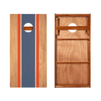 Classic Stripes Natural Wood Blue and Red Silver Series Cornhole Boards