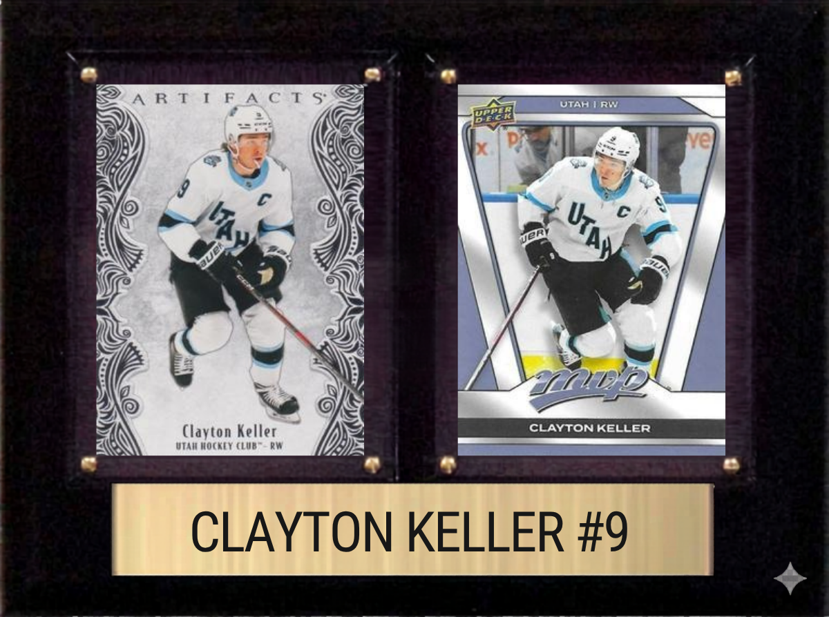 Clayton Keller Utah Hockey Club Fan Gift Plaque 6x8 2 Cards Upper Deck 2024 2025 2026