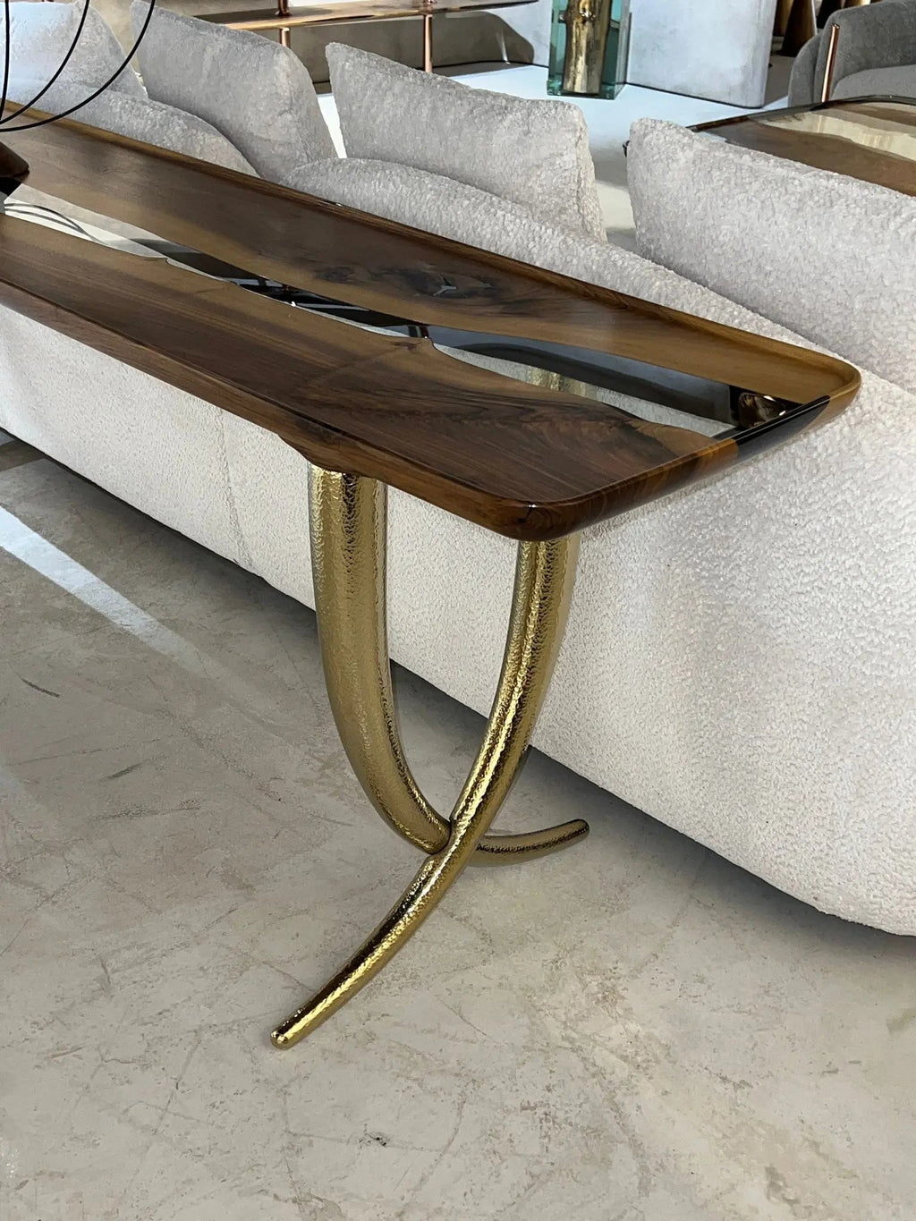 Epoxy Resin Sofa & Console table made of Walnut wood | Ivory Collection
