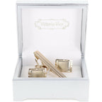 Vittorio Vico Plain Cufflink & Tie Bar Set in Gift Box