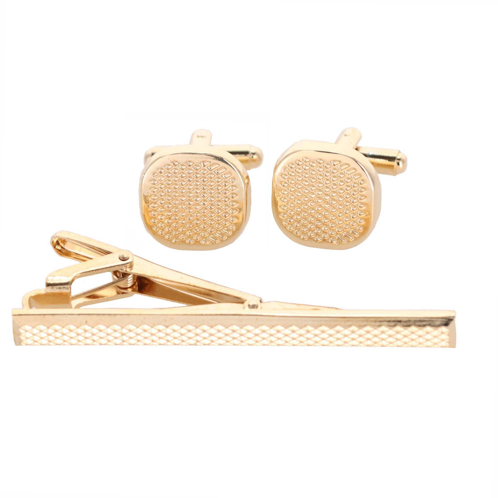 Vittorio Vico Plain Cufflink & Tie Bar Set in Gift Box