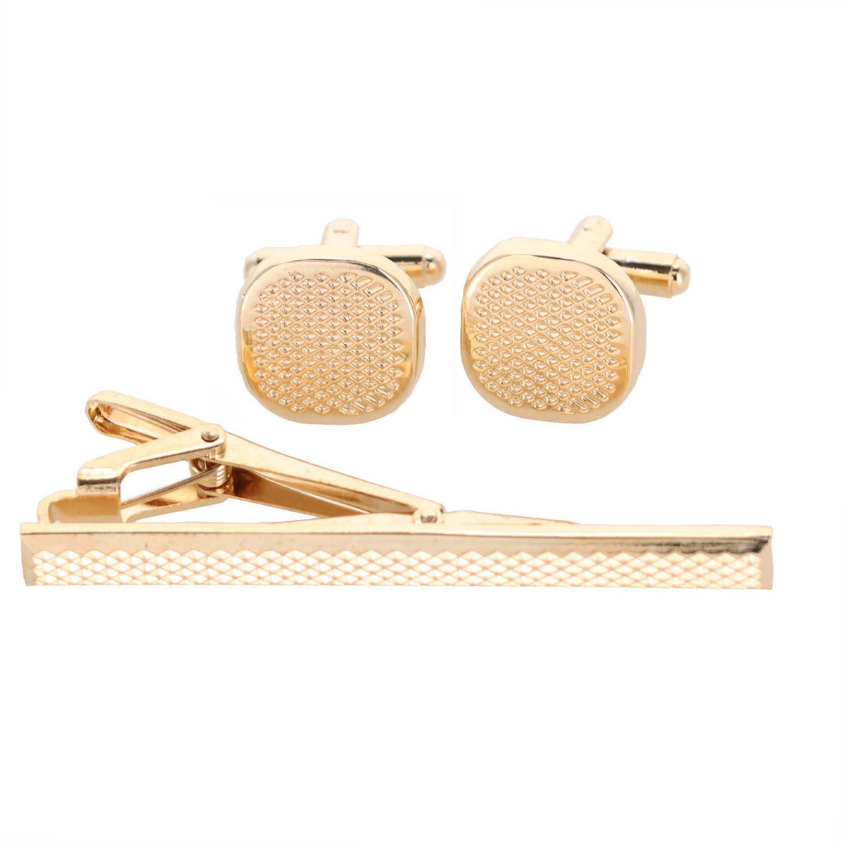 Vittorio Vico Plain Cufflink & Tie Bar Set in Gift Box