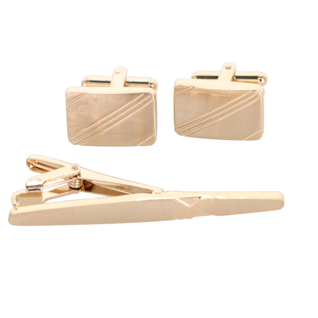 Vittorio Vico Plain Cufflink & Tie Bar Set in Gift Box