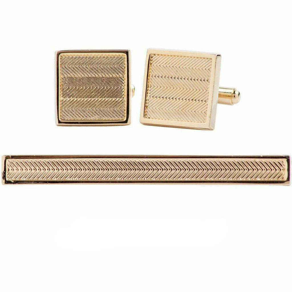Vittorio Vico Plain Cufflink & Tie Bar Set in Gift Box