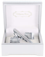 Vittorio Vico Plain Cufflink & Tie Bar Set in Gift Box