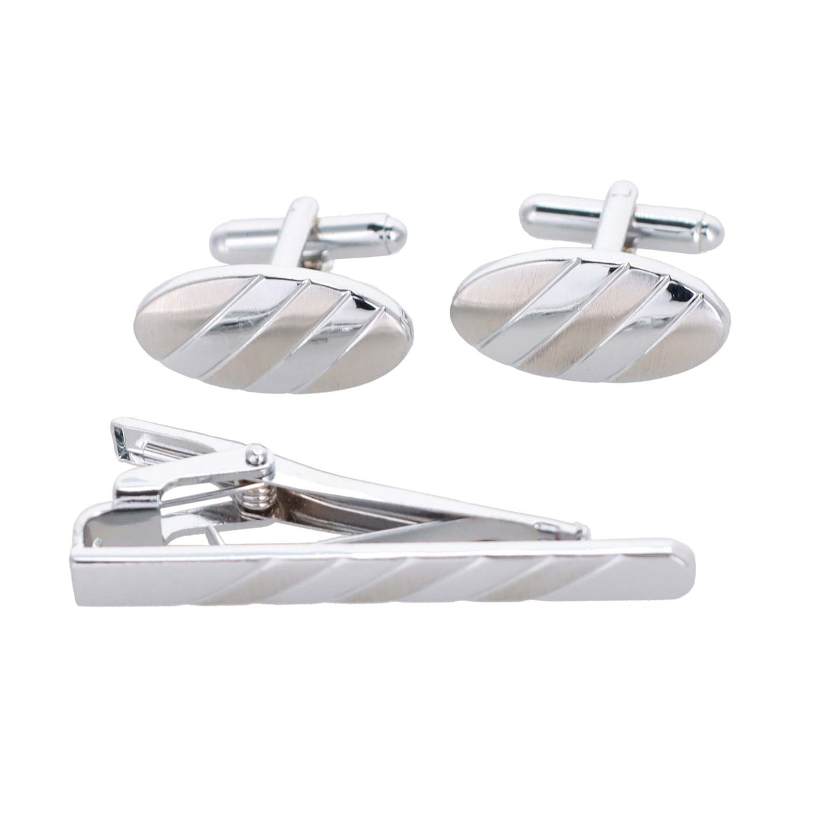 Vittorio Vico Plain Cufflink & Tie Bar Set in Gift Box