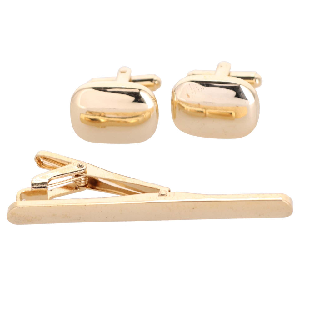 Vittorio Vico Plain Cufflink & Tie Bar Set in Gift Box