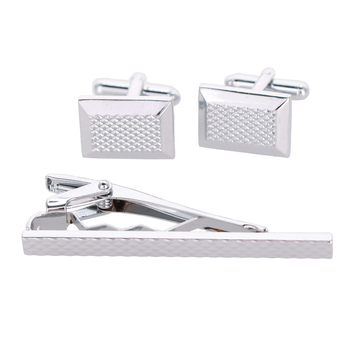 Vittorio Vico Plain Cufflink & Tie Bar Set in Gift Box