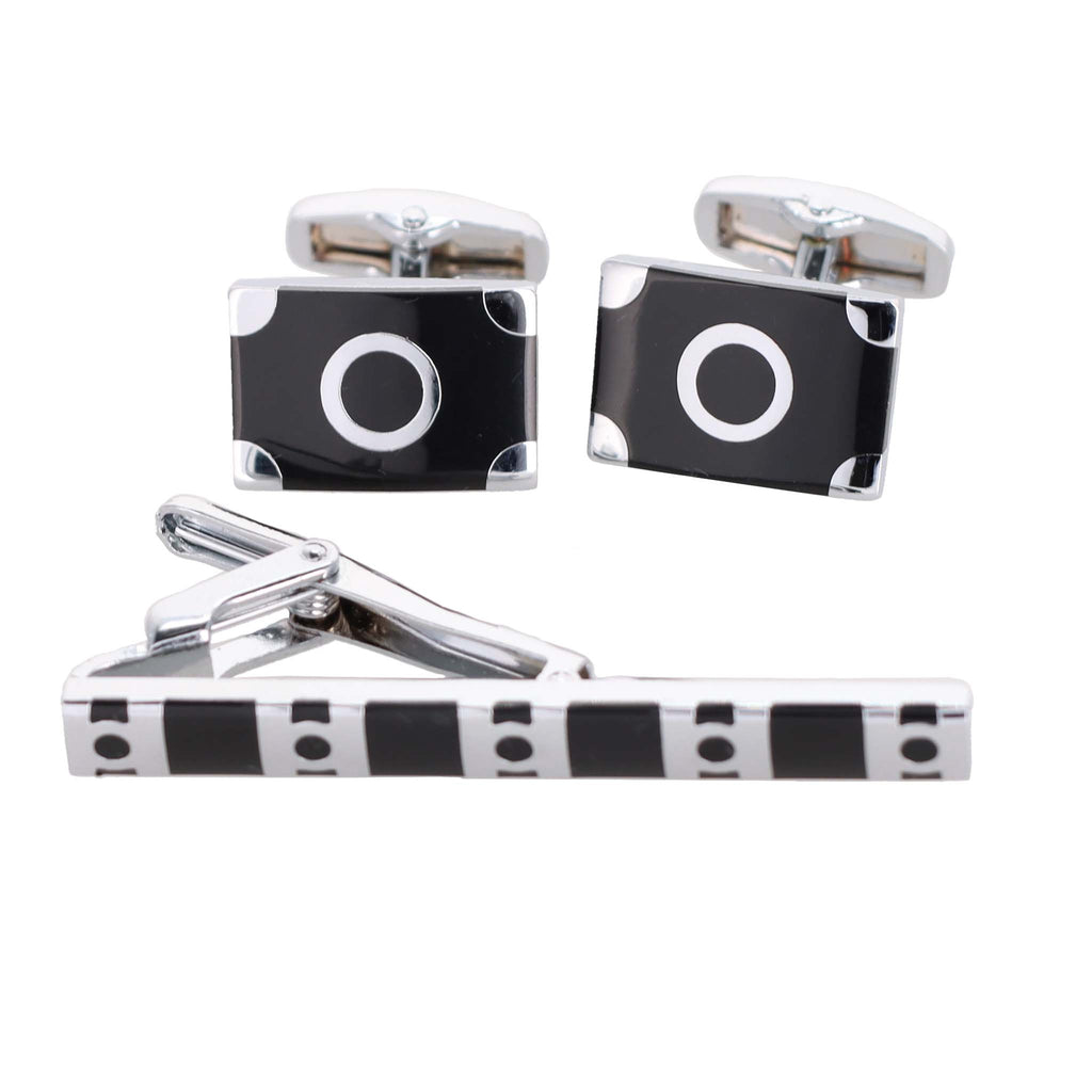 Vittorio Vico Plain Cufflink & Tie Bar Set in Gift Box