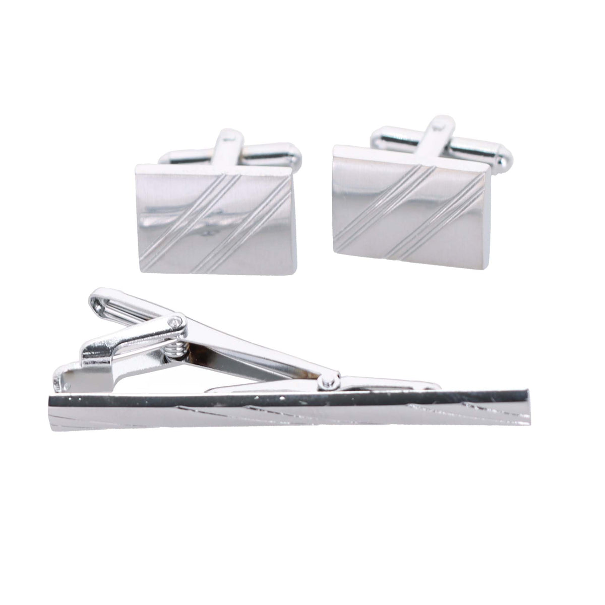 Vittorio Vico Plain Cufflink & Tie Bar Set in Gift Box