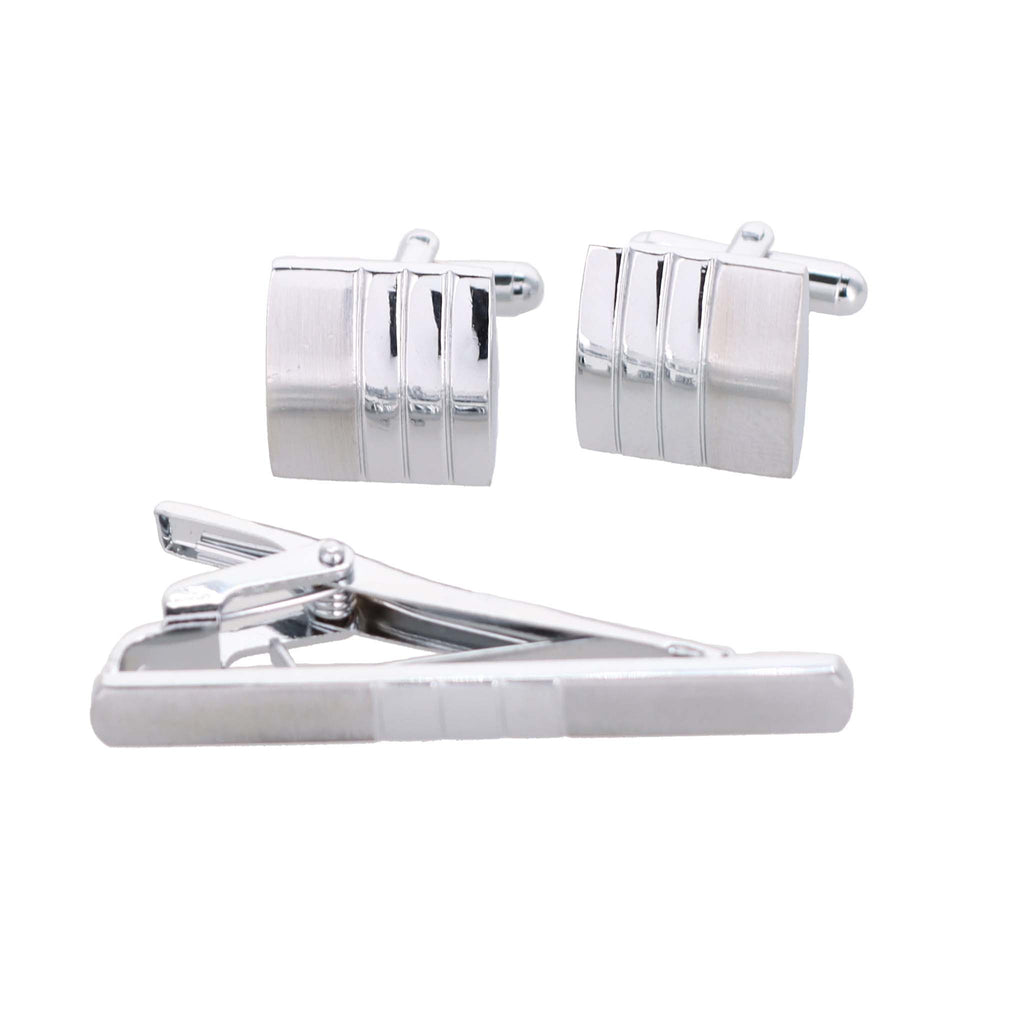 Vittorio Vico Plain Cufflink & Tie Bar Set in Gift Box