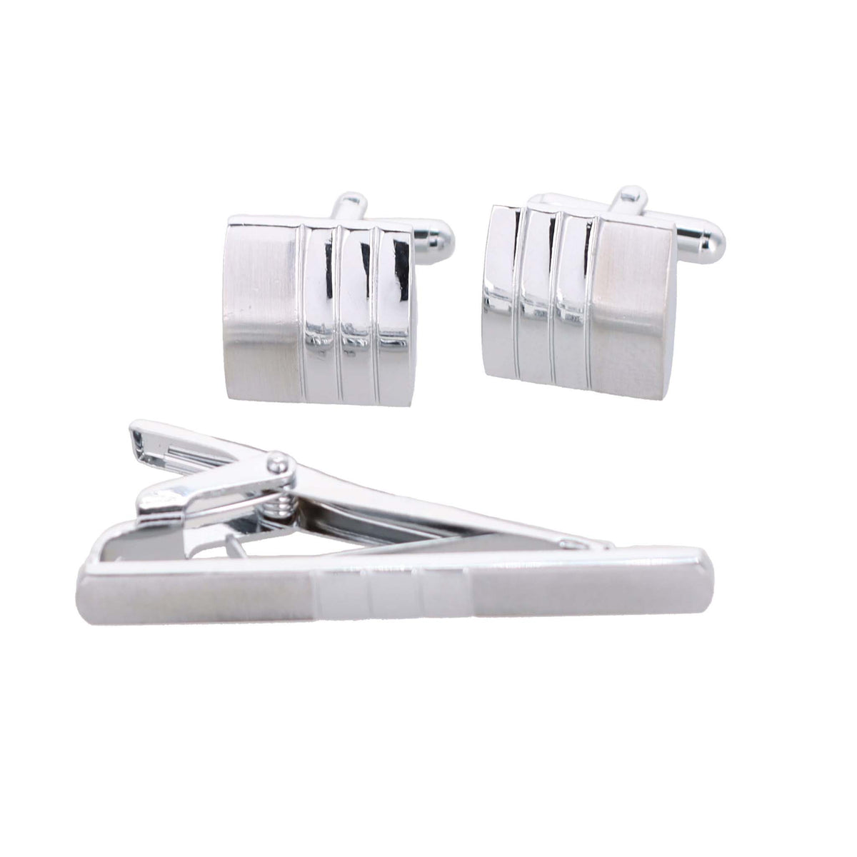 Vittorio Vico Plain Cufflink & Tie Bar Set in Gift Box