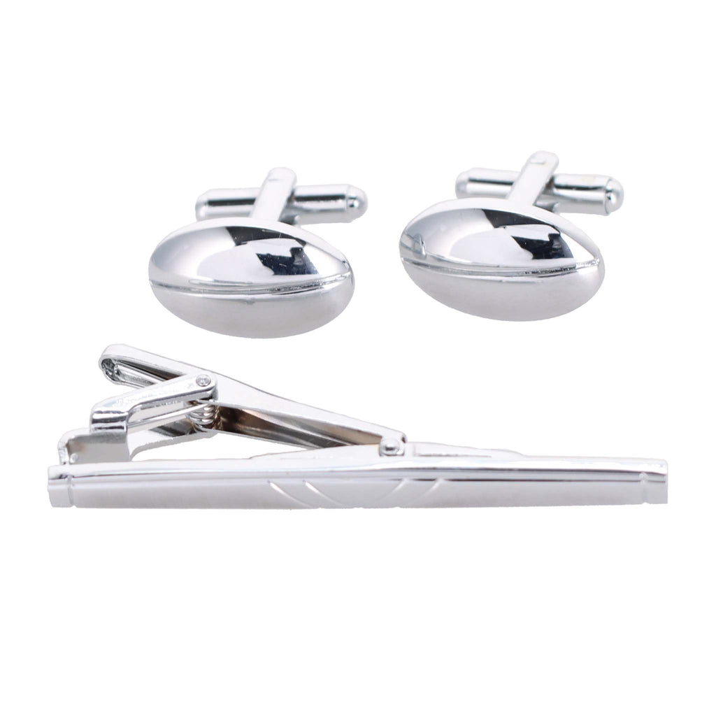 Vittorio Vico Plain Cufflink & Tie Bar Set in Gift Box