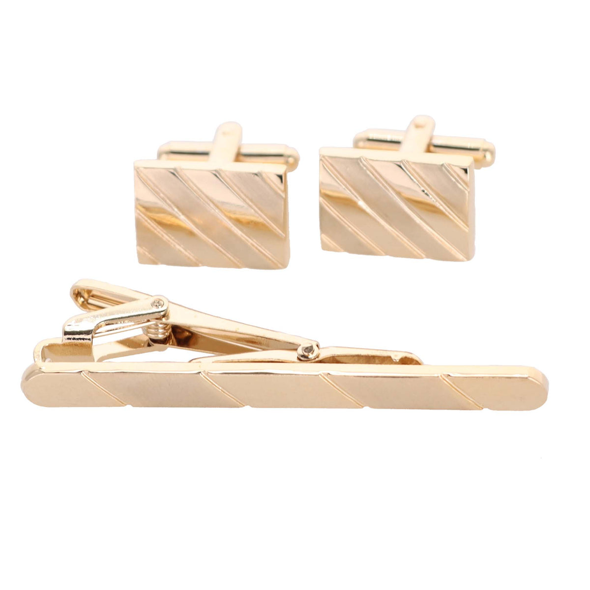 Vittorio Vico Plain Cufflink & Tie Bar Set in Gift Box
