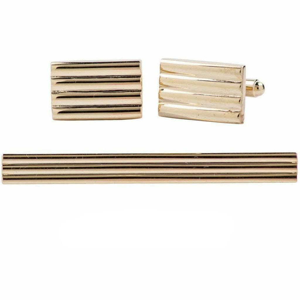 Vittorio Vico Plain Cufflink & Tie Bar Set in Gift Box