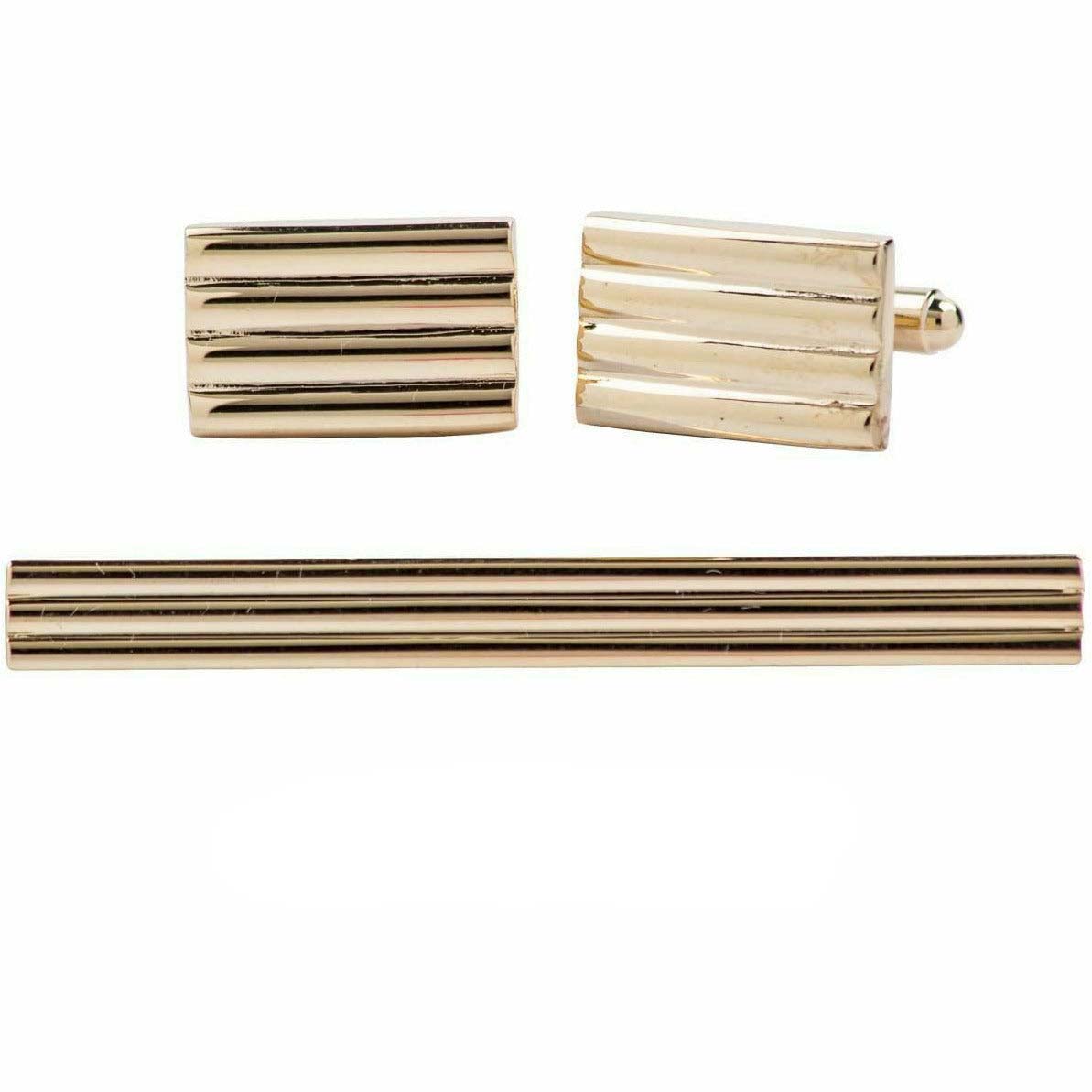 Vittorio Vico Plain Cufflink & Tie Bar Set in Gift Box