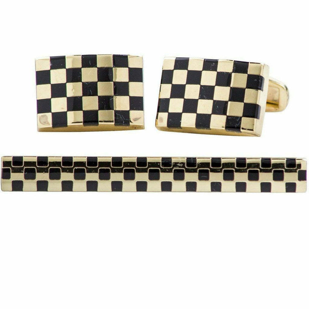 Vittorio Vico Plain Cufflink & Tie Bar Set in Gift Box