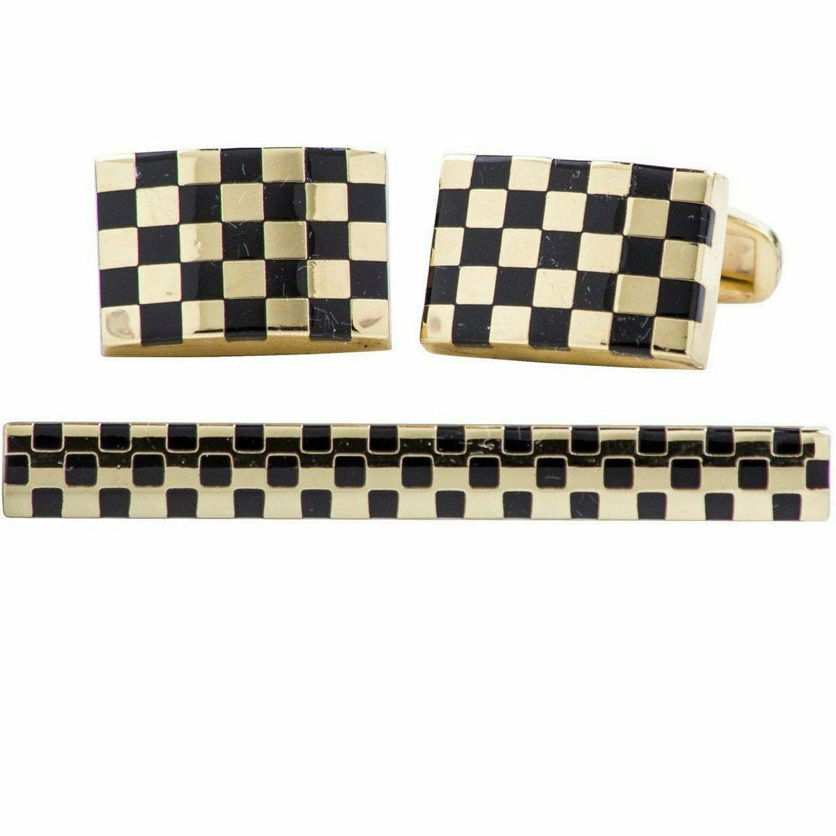 Vittorio Vico Plain Cufflink & Tie Bar Set in Gift Box