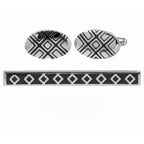 Vittorio Vico Plain Cufflink & Tie Bar Set in Gift Box