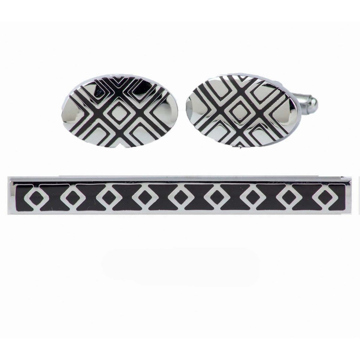 Vittorio Vico Plain Cufflink & Tie Bar Set in Gift Box