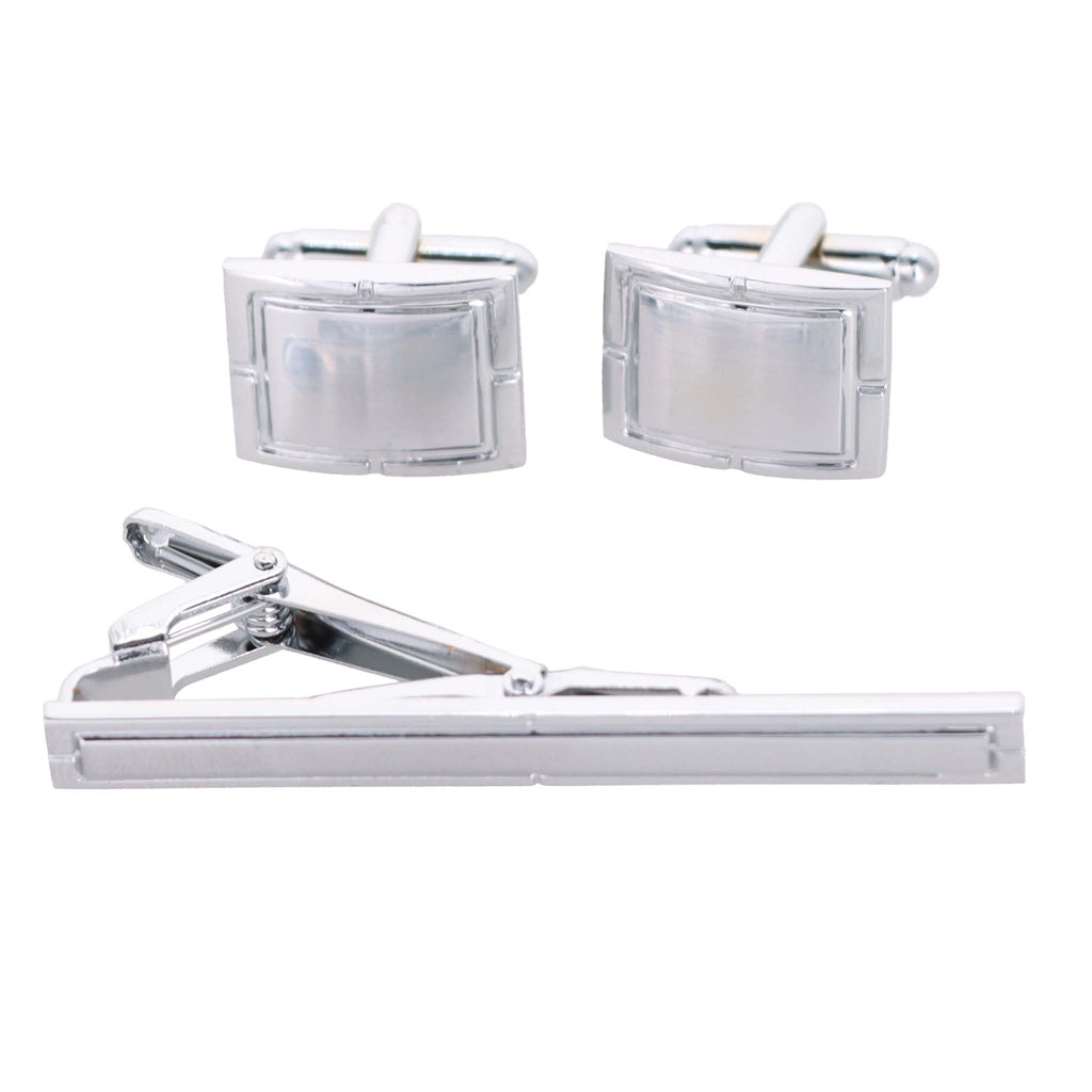 Vittorio Vico Plain Cufflink & Tie Bar Set in Gift Box