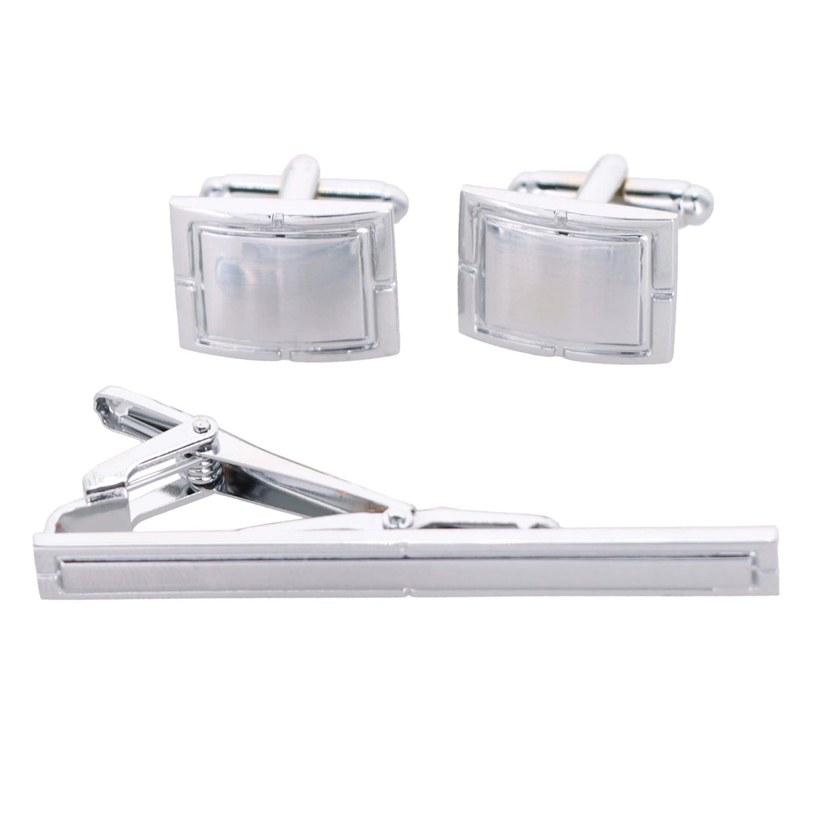 Vittorio Vico Plain Cufflink & Tie Bar Set in Gift Box