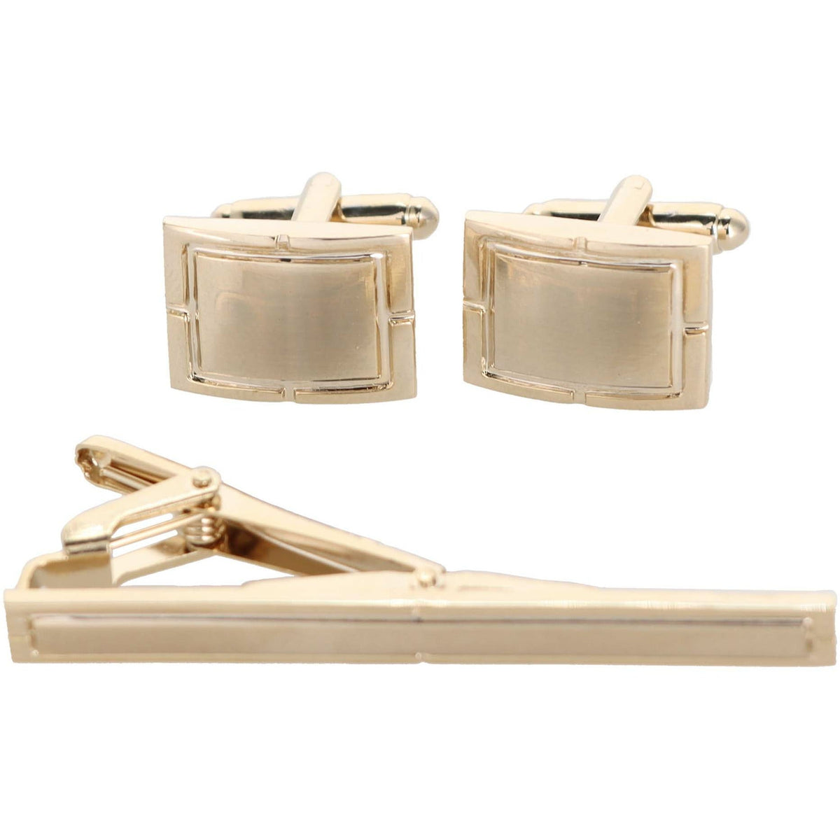 Vittorio Vico Plain Cufflink & Tie Bar Set in Gift Box